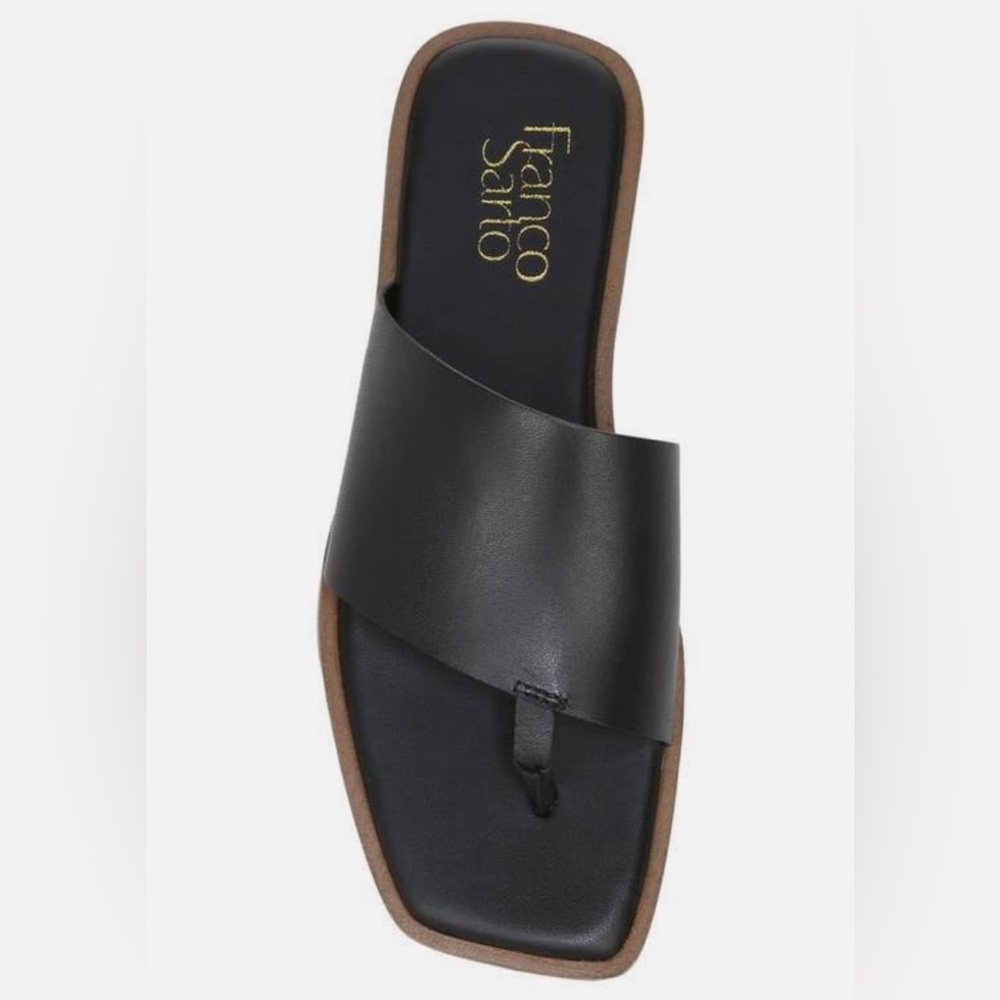 Franco Sarto Black Merci square toe leather Sandal Sz 9.5